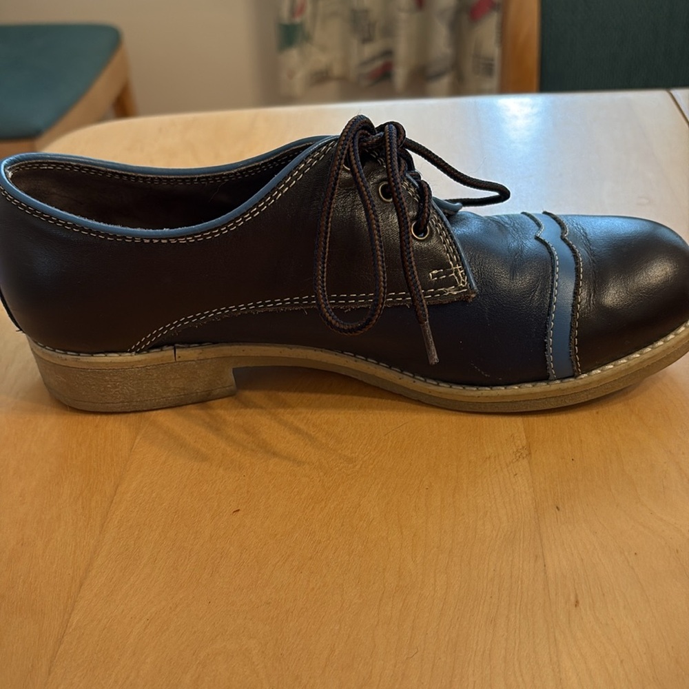 Women’s Pratesi Black & Navy Leather Derby Oxfords. Size 8 - Picture 8 of 10